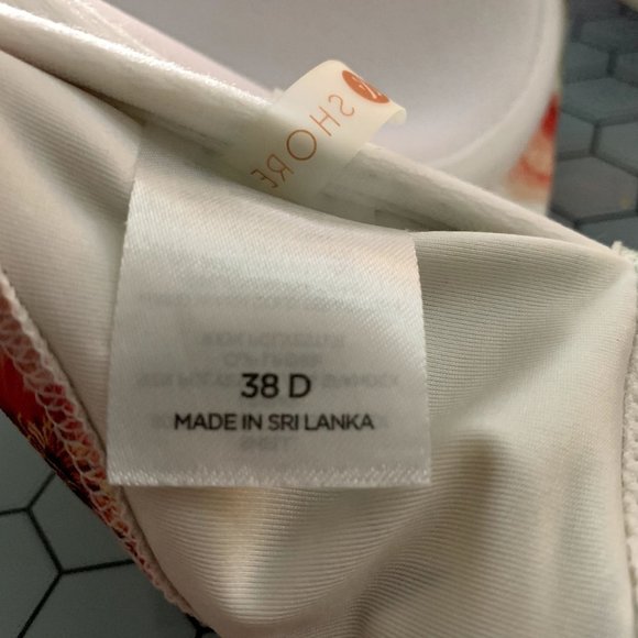 Shade & Shore Bikini Top 38D Hawaiian Tropical Lemon Print Underwire Pushup - Picture 3 of 10